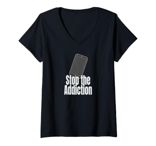 Damen Stoppen Sie die Telefonsucht T-Shirt mit V-Ausschnitt Damen Stoppen Sie die Telefonsucht T-Shirt mit V-Ausschnitt von Funny Phone Design Co.