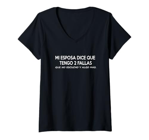 Damen Mi Esposa Würfel que Tengo 2 Fallas no Escucho y Algo Mas T-Shirt mit V-Ausschnitt Damen Mi Esposa Würfel que Tengo 2 Fallas no Escucho y Algo Mas T-Shirt mit V-Ausschnitt von Funny Phrases Gifts for Families by ASJ