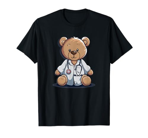 Funny Physician Teddy Bear Outfit - Lustiger Arzt-Teddy für Erwachsene und Kinder - Schwarz - T-Shirt - Cartoon - U-Ausschnitt - Kurzarm - Klein - Unisex - Winter, Alle - 1 Count Funny Physician Teddy Bear Outfit - Lustiger Arzt-Teddy für Erwachsene und Kinder - Schwarz - T-Shirt - Cartoon - U-Ausschnitt - Kurzarm - Klein - Unisex - Winter, Alle - 1 Count von Funny Physician Teddy Bear Outfit