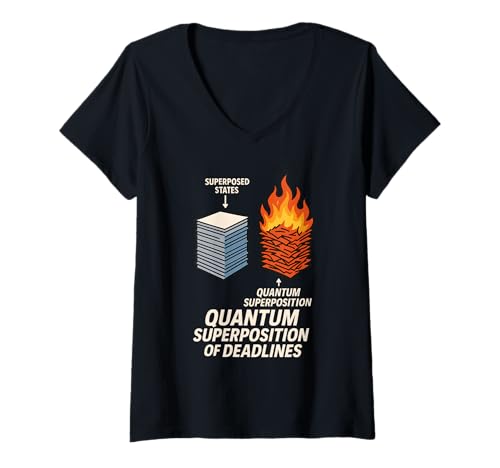 Damen Quantenphysik-Meme Schrödinger Cat: Unsicherheitsprinzip T-Shirt mit V-Ausschnitt Damen Quantenphysik-Meme Schrödinger Cat: Unsicherheitsprinzip T-Shirt mit V-Ausschnitt von Funny Physics Gift STEM Student Quantum Mechanics