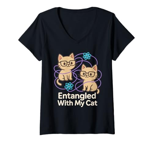 Damen Quantenphysik-Meme Schrödinger Cat: Unsicherheitsprinzip T-Shirt mit V-Ausschnitt Damen Quantenphysik-Meme Schrödinger Cat: Unsicherheitsprinzip T-Shirt mit V-Ausschnitt von Funny Physics Gift STEM Student Quantum Mechanics