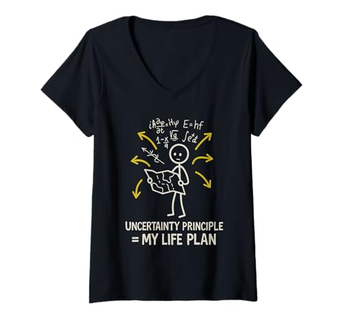 Damen Quantenphysik-Meme Schrödinger Cat: Unsicherheitsprinzip T-Shirt mit V-Ausschnitt Damen Quantenphysik-Meme Schrödinger Cat: Unsicherheitsprinzip T-Shirt mit V-Ausschnitt von Funny Physics Gift STEM Student Quantum Mechanics