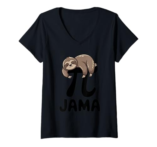 Damen Pi Pajama Pi 3.14 PI -Nummer Symbol Math Sloth T-Shirt mit V-Ausschnitt Damen Pi Pajama Pi 3.14 PI -Nummer Symbol Math Sloth T-Shirt mit V-Ausschnitt von Funny Pi Jama Sloth Pyjama PJ 3.14 Mathe