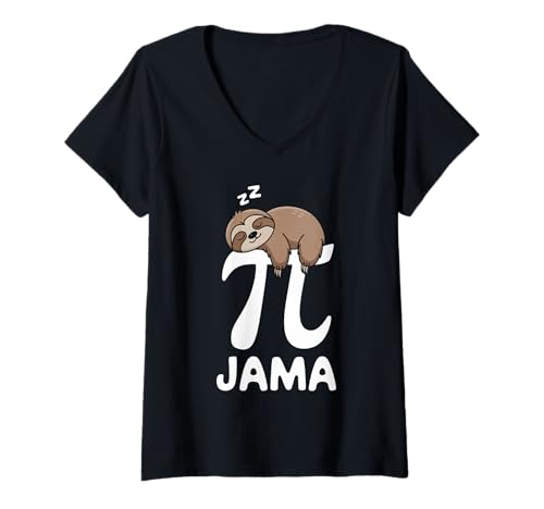 Damen Pi Pajama Pi 3.14 PI -Nummer Symbol Math Sloth T-Shirt mit V-Ausschnitt Damen Pi Pajama Pi 3.14 PI -Nummer Symbol Math Sloth T-Shirt mit V-Ausschnitt von Funny Pi Jama Sloth Pyjama PJ 3.14 Mathe
