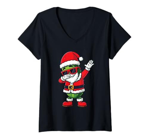 Damen Weihnachten einlegen T-Shirt mit V-Ausschnitt Damen Weihnachten einlegen T-Shirt mit V-Ausschnitt von Funny Pickle Dill Cucumber Design