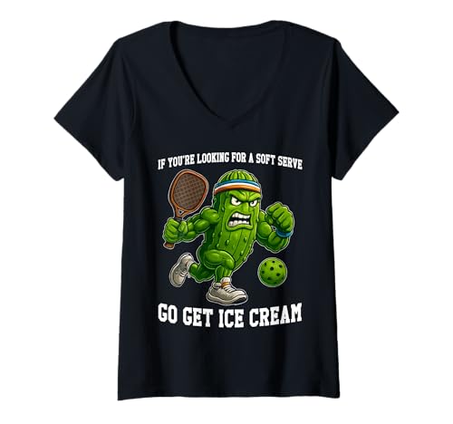 Damen Wenn Sie auf der Suche nach einem weichen Servieren sind, Holen Sie Sich EIS T-Shirt mit V-Ausschnitt Damen Wenn Sie auf der Suche nach einem weichen Servieren sind, Holen Sie Sich EIS T-Shirt mit V-Ausschnitt von Funny Pickleball Cactus Humor Lovers