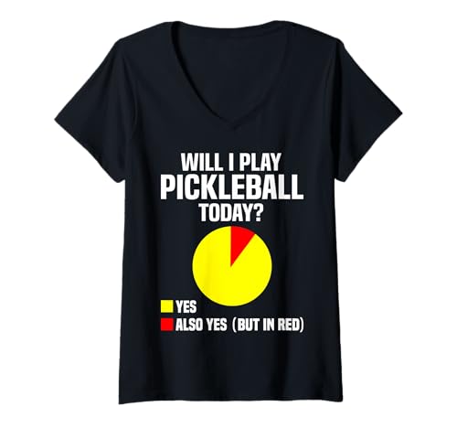 Damen Lustiger Pickleball-Spieler Will I Play Today Humor T-Shirt mit V-Ausschnitt Damen Lustiger Pickleball-Spieler Will I Play Today Humor T-Shirt mit V-Ausschnitt von Funny Pickleball Humor Graphic