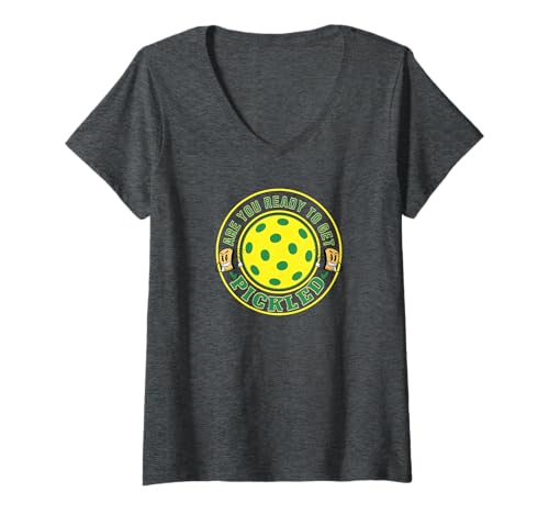 Damen Pickleball Court Smack Talk „Bist du bereit, gebeizt zu werden?“ T-Shirt mit V-Ausschnitt von Funny Pickleball Shirts by Southerngal