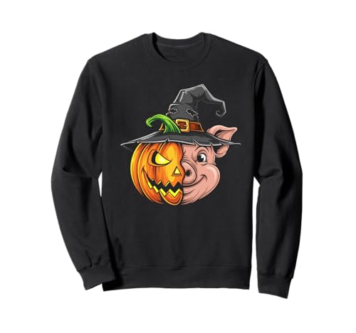 Jack O Laterne mit Schwein, Kürbis, Halloween, Kinder, Herren und Damen Sweatshirt von Funny Pig Lovers Halloween Pumpkin Outfits