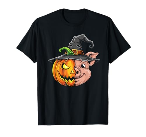 Jack O Laterne mit Schwein, Kürbis, Halloween, Kinder, Herren und Damen T-Shirt von Funny Pig Lovers Halloween Pumpkin Outfits