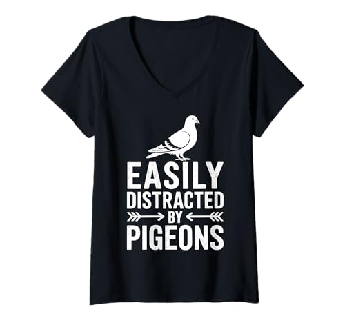 Damen Abgelenkt von Tauben Lustige Taube T-Shirt mit V-Ausschnitt Damen Abgelenkt von Tauben Lustige Taube T-Shirt mit V-Ausschnitt von Funny Pigeon Cool Pigeons Design