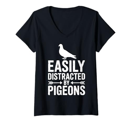 Damen Abgelenkt von Tauben Lustige Taube T-Shirt mit V-Ausschnitt Damen Abgelenkt von Tauben Lustige Taube T-Shirt mit V-Ausschnitt von Funny Pigeon Cool Pigeons Designs