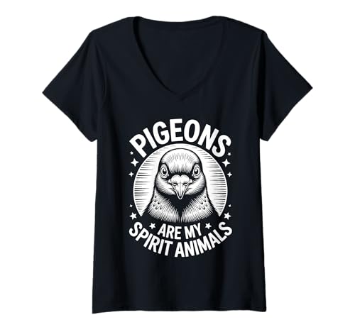 Damen Tauben Geist Tiere Lustige Taube T-Shirt mit V-Ausschnitt von Funny Pigeons Cool Pigeon Design