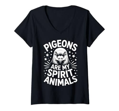 Damen Tauben Geist Tiere Lustige Taube T-Shirt mit V-Ausschnitt Damen Tauben Geist Tiere Lustige Taube T-Shirt mit V-Ausschnitt von Funny Pigeons Cool Pigeon Designs