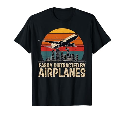 Retro Leicht abgelenkt von Flugzeugen Männer Frauen Outfit T-Shirt Retro Leicht abgelenkt von Flugzeugen Männer Frauen Outfit T-Shirt von Funny Pilot Airplane Lover