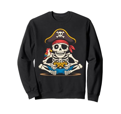 Pirate Skeleton Gamer Parrot Lazy Halloween Costume Kids Sweatshirt Pirate Skeleton Gamer Parrot Lazy Halloween Costume Kids Sweatshirt von Funny Pirate Gamer Skeleton Halloween Adult Kids