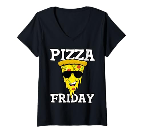 Damen Pizza Friday Lustiger Pizzascheiber für Pepperoni-Liebhaber T-Shirt mit V-Ausschnitt Damen Pizza Friday Lustiger Pizzascheiber für Pepperoni-Liebhaber T-Shirt mit V-Ausschnitt von Funny Pizza Friday Tee For Men, Women And Kids