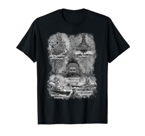 Funny Planes By DVQ Kriegsschiffe des Zweiten Weltkriegs Schlachtschiff Yamato Missouri Bismarck Tirpitz Unisex-Erwachsene, Unisex-Kinder Schwarz Kurzarm T-Shirt Funny Planes By DVQ Kriegsschiffe des Zweiten Weltkriegs Schlachtschiff Yamato Missouri Bismarck Tirpitz Unisex-Erwachsene, Unisex-Kinder Schwarz Kurzarm T-Shirt von Funny Planes By DVQ