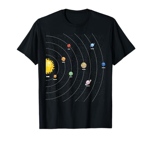 Funny Planet Gifts Sonnensystem Shirt Planeten des Universums Astrologie Kinder T-Shirt Schwarz S Klassisch geschnitten Kurzarm Unisex Erwachsener von Funny Planet Gifts