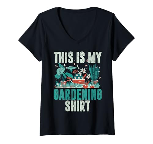 Damen Das ist Mein Gartenhemd, Gartenliebhaber, der Blumen pflanzt T-Shirt mit V-Ausschnitt Damen Das ist Mein Gartenhemd, Gartenliebhaber, der Blumen pflanzt T-Shirt mit V-Ausschnitt von Funny Plant Lover Gift For Gardeners Men Women