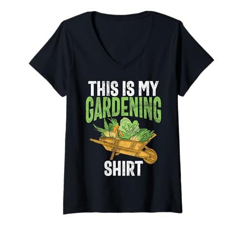 Damen Das ist Mein Gartenhemd Gartenliebhaber Gartenpflanzen T-Shirt mit V-Ausschnitt von Funny Plant Lover Gift For Gardeners Men Women