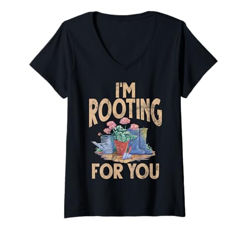 Damen Ich Bin auf der Suche nach Gartenliebhabern, Pflanzen und Schmutz T-Shirt mit V-Ausschnitt von Funny Plant Lover Gift For Gardeners Men Women