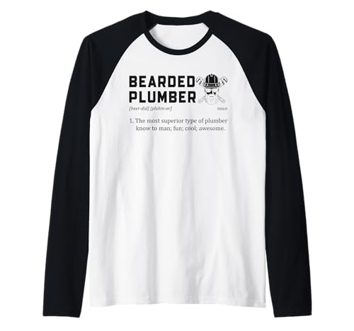 Lustiger bärtiger Klempner Definition Bart Sanitär Männer Raglan von Funny Plumber Gifts Store