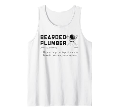 Lustiger bärtiger Klempner Definition Bart Sanitär Männer Tank Top von Funny Plumber Gifts Store