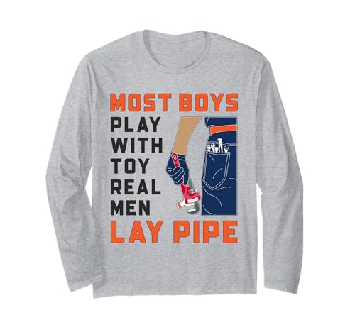 Lustiges Klempner-Zitat Real Men Lay Pipe Sanitär-Witz Langarmshirt von Funny Plumber Gifts Store