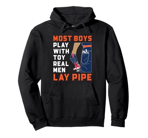 Lustiges Klempner-Zitat Real Men Lay Pipe Sanitär-Witz Pullover Hoodie von Funny Plumber Gifts Store