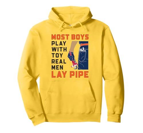 Lustiges Klempner-Zitat Real Men Lay Pipe Sanitär-Witz Pullover Hoodie von Funny Plumber Gifts Store
