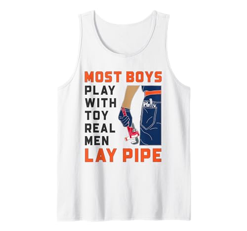 Lustiges Klempner-Zitat Real Men Lay Pipe Sanitär-Witz Tank Top von Funny Plumber Gifts Store