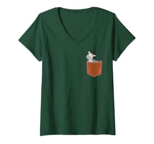 Damen Niedliches Zebra-Tier in Taschen-Design für Zebras-Zoo-Liebhaber T-Shirt mit V-Ausschnitt Damen Niedliches Zebra-Tier in Taschen-Design für Zebras-Zoo-Liebhaber T-Shirt mit V-Ausschnitt von Funny Pocket Zebra For Kids And Families Apparels