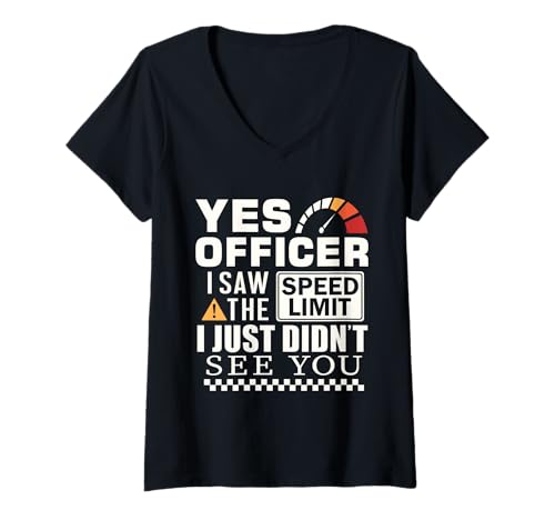 Damen Humor Driver Police Mechaniker Lustiger Fahrer Gag Witz Geschenke T-Shirt mit V-Ausschnitt Damen Humor Driver Police Mechaniker Lustiger Fahrer Gag Witz Geschenke T-Shirt mit V-Ausschnitt von Funny Police Officer Auto Driver Mechanic gifts