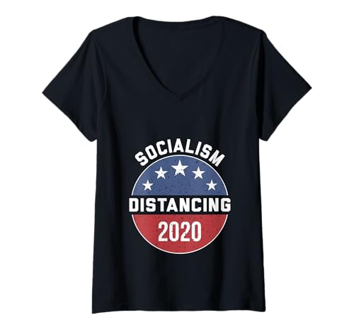 Damen Socialism Distancing 2020 Lustiges politisches Humor Shirt T-Shirt mit V-Ausschnitt Damen Socialism Distancing 2020 Lustiges politisches Humor Shirt T-Shirt mit V-Ausschnitt von Funny Political Humor Vibes