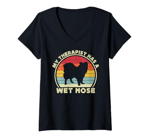 Damen Lustiger Pomchi-Hund für Männer und Frauen, Pom-Chi, Hundeliebhaber, Vater, Mutter T-Shirt mit V-Ausschnitt Damen Lustiger Pomchi-Hund für Männer und Frauen, Pom-Chi, Hundeliebhaber, Vater, Mutter T-Shirt mit V-Ausschnitt von Funny Pomchi Dog Designs Co