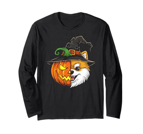 Zwergspitz-Kürbis-Laterne Jack O Halloween Kinder Herren Damen Langarmshirt Zwergspitz-Kürbis-Laterne Jack O Halloween Kinder Herren Damen Langarmshirt von Funny Pomeranian Lovers Halloween Pumpkin Outfits