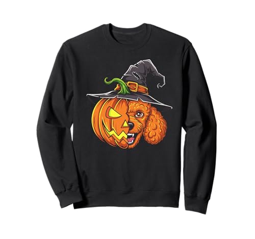 Pudel Kürbis Jack O Laterne Halloween Kinder Herren Damen Sweatshirt von Funny Poodle Dog Lovers Halloween Pumpkin Outfits