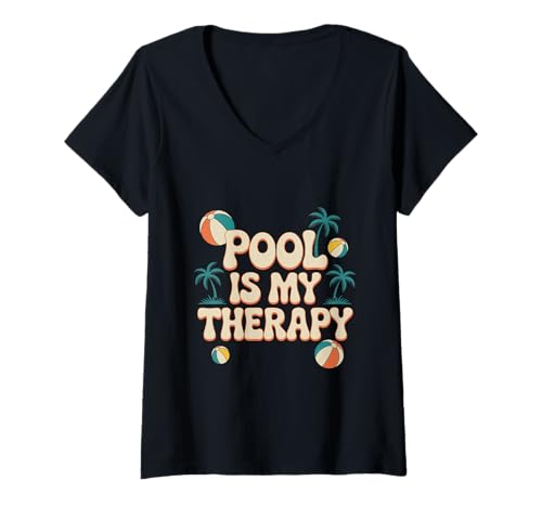 Damen Pool is My Therapy Pool Lover Spruch Lustige Pool-Zitate T-Shirt mit V-Ausschnitt Damen Pool is My Therapy Pool Lover Spruch Lustige Pool-Zitate T-Shirt mit V-Ausschnitt von Funny Pool Memes Pool Lover Swimming Pool Shirt