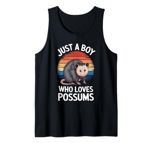 Herren Nur EIN Junge, der Opossums liebt Retro-Vintage-Sonnenuntergangspossum Tank Top von Funny Possum Lover Apparel for Men Women