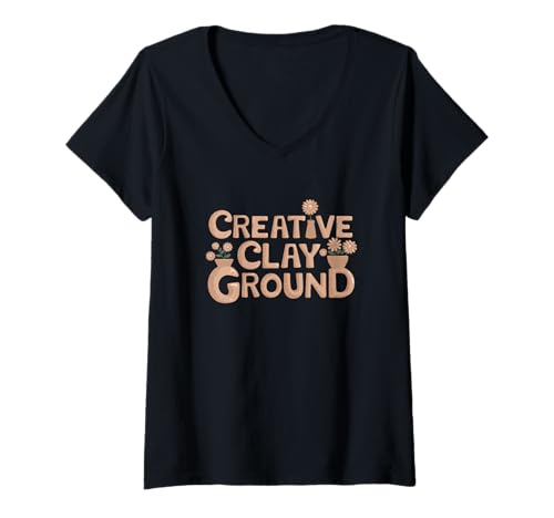 Damen Clay Potter Play-ground Funny Creative Pottery T-Shirt mit V-Ausschnitt Damen Clay Potter Play-ground Funny Creative Pottery T-Shirt mit V-Ausschnitt von Funny Pottery Passion Handmade Ceramics