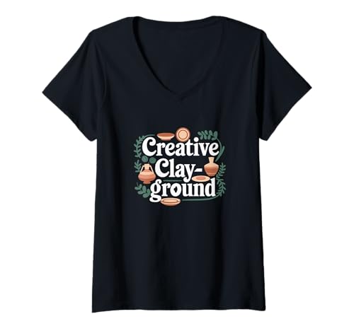 Damen Clay Potter Play-ground Funny Creative Pottery T-Shirt mit V-Ausschnitt Damen Clay Potter Play-ground Funny Creative Pottery T-Shirt mit V-Ausschnitt von Funny Pottery Passion Handmade Ceramics