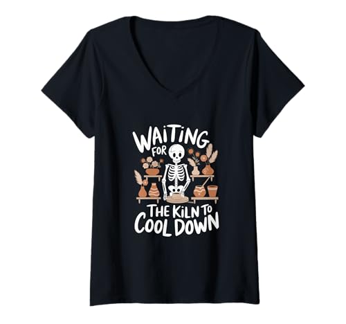 Damen Funny Pottery Kiln To Cool Down Sarcastic Potter T-Shirt mit V-Ausschnitt Damen Funny Pottery Kiln To Cool Down Sarcastic Potter T-Shirt mit V-Ausschnitt von Funny Pottery Passion Handmade Ceramics