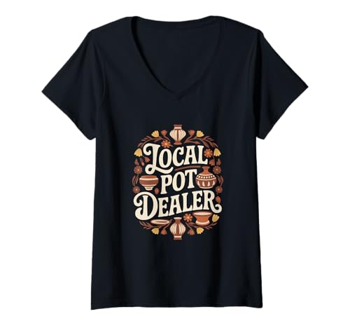 Damen Local Pottery Dealer Funny Pottery T-Shirt mit V-Ausschnitt Damen Local Pottery Dealer Funny Pottery T-Shirt mit V-Ausschnitt von Funny Pottery Passion Handmade Ceramics
