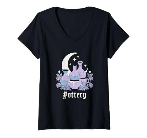 Damen Turn Mud into Magic Funny Pottery Witch T-Shirt mit V-Ausschnitt Damen Turn Mud into Magic Funny Pottery Witch T-Shirt mit V-Ausschnitt von Funny Pottery Passion Handmade Ceramics