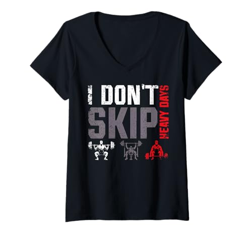 Damen I Don't Skip Heavy Days Squad Deadlift Bank Powerlifting T-Shirt mit V-Ausschnitt Damen I Don't Skip Heavy Days Squad Deadlift Bank Powerlifting T-Shirt mit V-Ausschnitt von Funny Powerlifting Gym Quote Gifts Men Women
