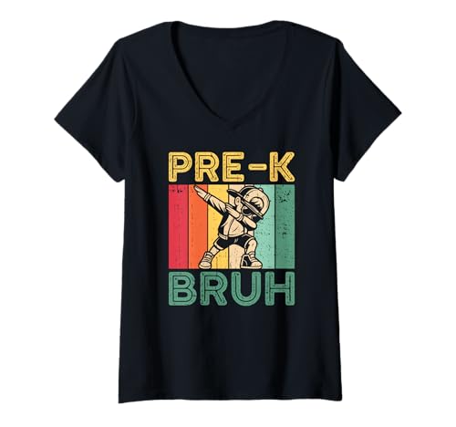 Damen Pre-K Bruh Schule Kindergartenlehrer T-Shirt mit V-Ausschnitt von Funny Pre-K Teacher School Education Apparel