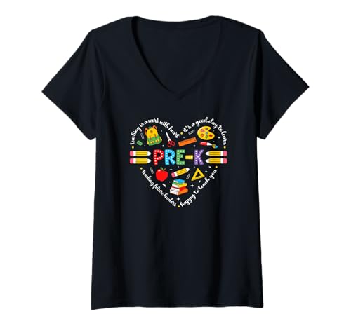 Damen Pre-K Lehrer Schule Kindergarten Lehrer T-Shirt mit V-Ausschnitt Damen Pre-K Lehrer Schule Kindergarten Lehrer T-Shirt mit V-Ausschnitt von Funny Pre-K Teacher School Education Apparel