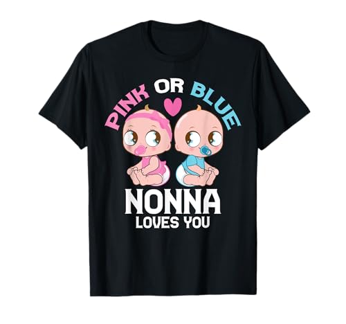 Rosa oder Blau Nonna Loves You Cute Baby Boy Girl Family T-Shirt Rosa oder Blau Nonna Loves You Cute Baby Boy Girl Family T-Shirt von Funny Pregnancy 2025 Baby Shower Reveal Gender