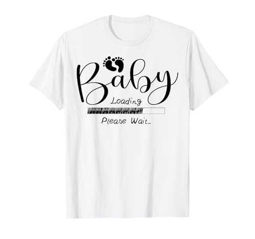 Baby Loading Please Wait Funny Expecting Pregnancy Ankündigung T-Shirt von Funny Pregnancy Announcement Apparel For Party